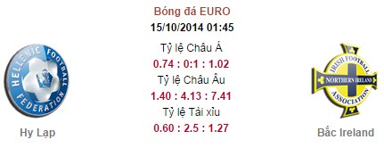 Hy Lạp vs Bắc Ireland: 01h45, ngày 15/10