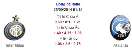 Inter Milan vs Atalanta: 01h45, ngày 25/09