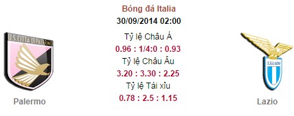 Palermo vs Lazio: 02h00, ngày 30/09