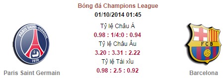 Paris Saint Germain vs Barcelona: 01h45, ngày 01/10