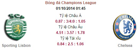 Sporting Lisbon vs Chelsea: 01h45, ngày 01/10
