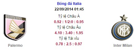 Palermo vs Inter Milan: 01h45, ngày 22/09