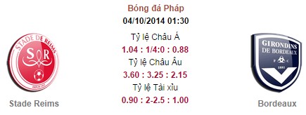 Stade Reims vs Bordeaux: 01h30, ngày 04/10