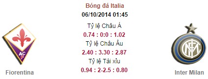 Fiorentina vs Inter Milan: 01h45, ngày 06/10