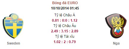 Sweden vs Nga: 01h45, ngày 10/10