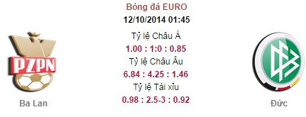 Ba Lan vs Đức: 01h45, ngày 12/10